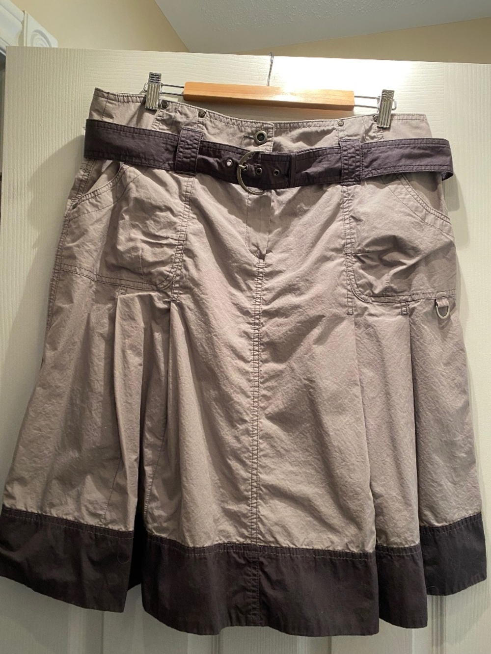 Taupe & Charcoal Cargo-Style Skirt